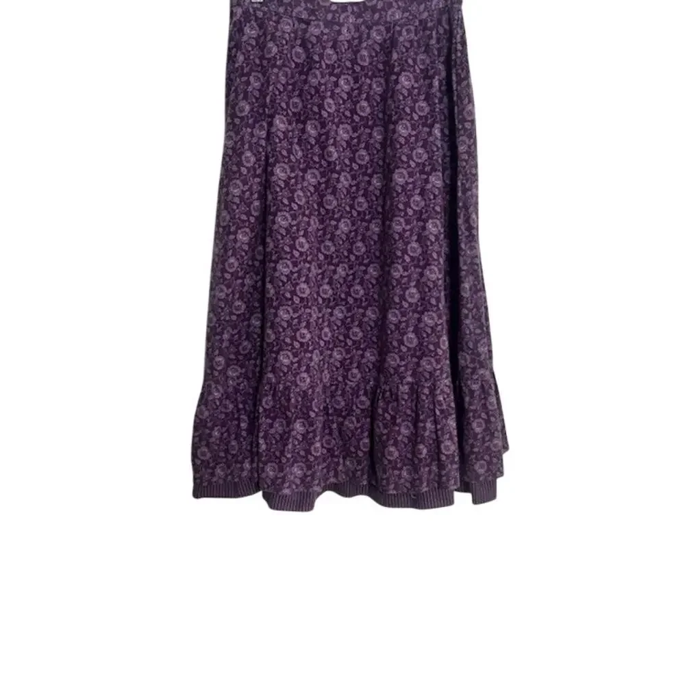 Gunnies Gunne Sax Vintage Skirt Floral Purple Ruffle Hem Prairie Cottagecore - Picture 7 of 13